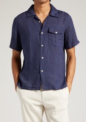 Eleventy Short Sleeve Linen Button-Up Shirt
