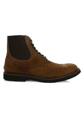 Eleventy Perforated Suede Wingtip Boots