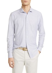 Eleventy Slim Fit Pinstripe Jersey Button-Up Shirt