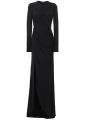 Elie Saab Draped Jersey Long Dress W/split