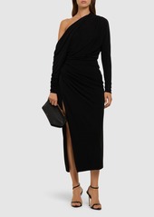 Elie Saab Draped Jersey Midi Dress