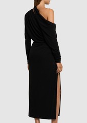 Elie Saab Draped Jersey Midi Dress