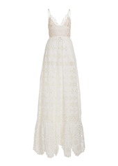 Elie Saab - Broderie Anglaise Maxi Dress - White - FR 38 - Moda Operandi