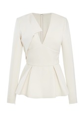 Elie Saab - Cady Peplum Top - White - FR 36 - Moda Operandi