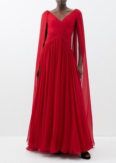 Elie Saab - Cape-back Silk-blend Gown - Womens - Red