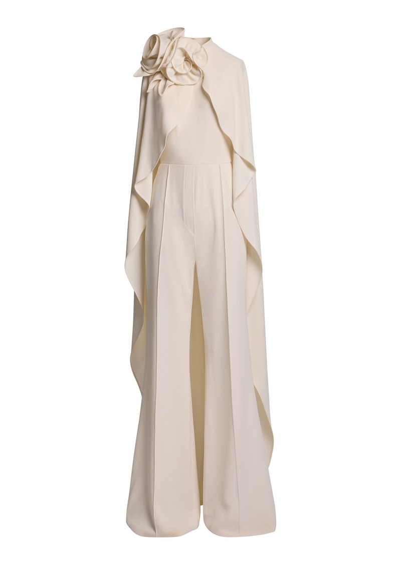 Elie Saab - Cape-Detailed Cady Jumpsuit - White - FR 40 - Moda Operandi