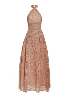 Elie Saab - Crocheted Cotton-Silk Halter Midi Dress - Neutral - FR 38 - Moda Operandi