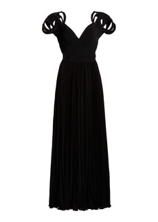 Elie Saab - Cutout Sleeve Drop Waist Midi Dress - Black - FR 38 - Moda Operandi