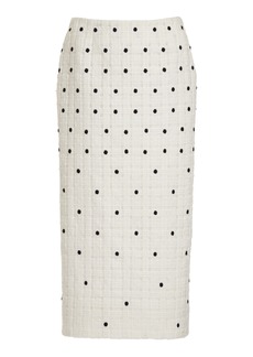 Elie Saab - Dotted Tweed Midi Pencil Skirt - Black/white - FR 38 - Moda Operandi