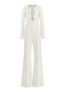 Elie Saab - Embellished Cady Jumpsuit - White - FR 34 - Moda Operandi