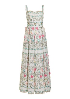 Elie Saab - Embroidered Cotton-Blend Maxi Dress - White - FR 40 - Moda Operandi