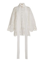Elie Saab - Embroidered Eyelet Cotton Shirt - White - FR 36 - Moda Operandi