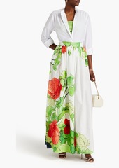Elie Saab - Floral-print cotton-poplin maxi skirt - Green - FR 38