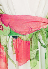 Elie Saab - Gathered floral-print silk-crepe gown - Green - FR 42