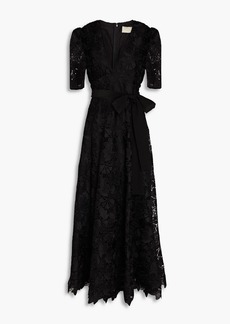Elie Saab - Gathered macramé lace gown - Black - FR 40