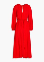 Elie Saab - Gathered silk crepe de chine midi dress - Red - FR 42