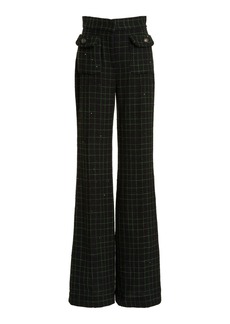 Elie Saab - High-Waisted Houndstooth Wide Leg Pants - Black - FR 38 - Moda Operandi