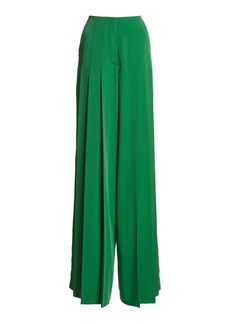 Elie Saab - High-Waisted Pleated Wide Leg Pants - Green - FR 44 - Moda Operandi