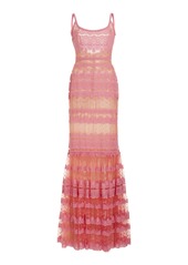 Elie Saab - Lace-Embroidered Tulle Maxi Dress - Pink - FR 38 - Moda Operandi