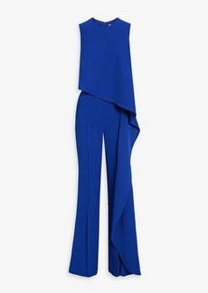 Elie Saab - Layered draped crepe wide-leg jumpsuit - Blue - FR 36