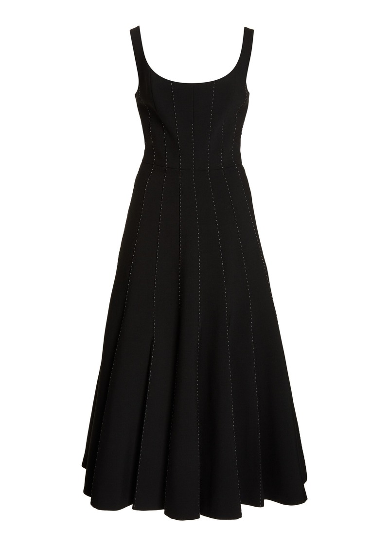 Elie Saab - Pinstripe A-line Midi Dress - Black - FR 36 - Moda Operandi