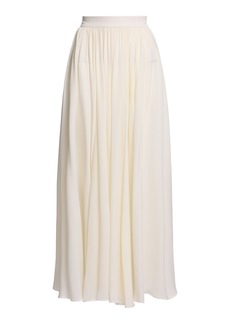 Elie Saab -  Pleated Silk Maxi Skirt - White - FR 38 - Moda Operandi