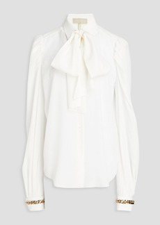 Elie Saab - Chain-embellished silk-chiffon blouse - White - FR 36