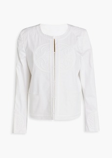 Elie Saab - Embroidered cotton-blend twill jacket - White - FR 40