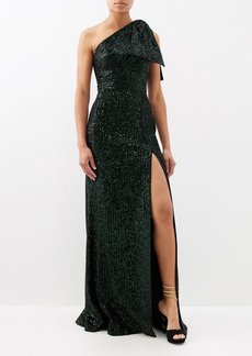Elie Saab - Sequin-embellished Velvet Gown - Womens - Black Green