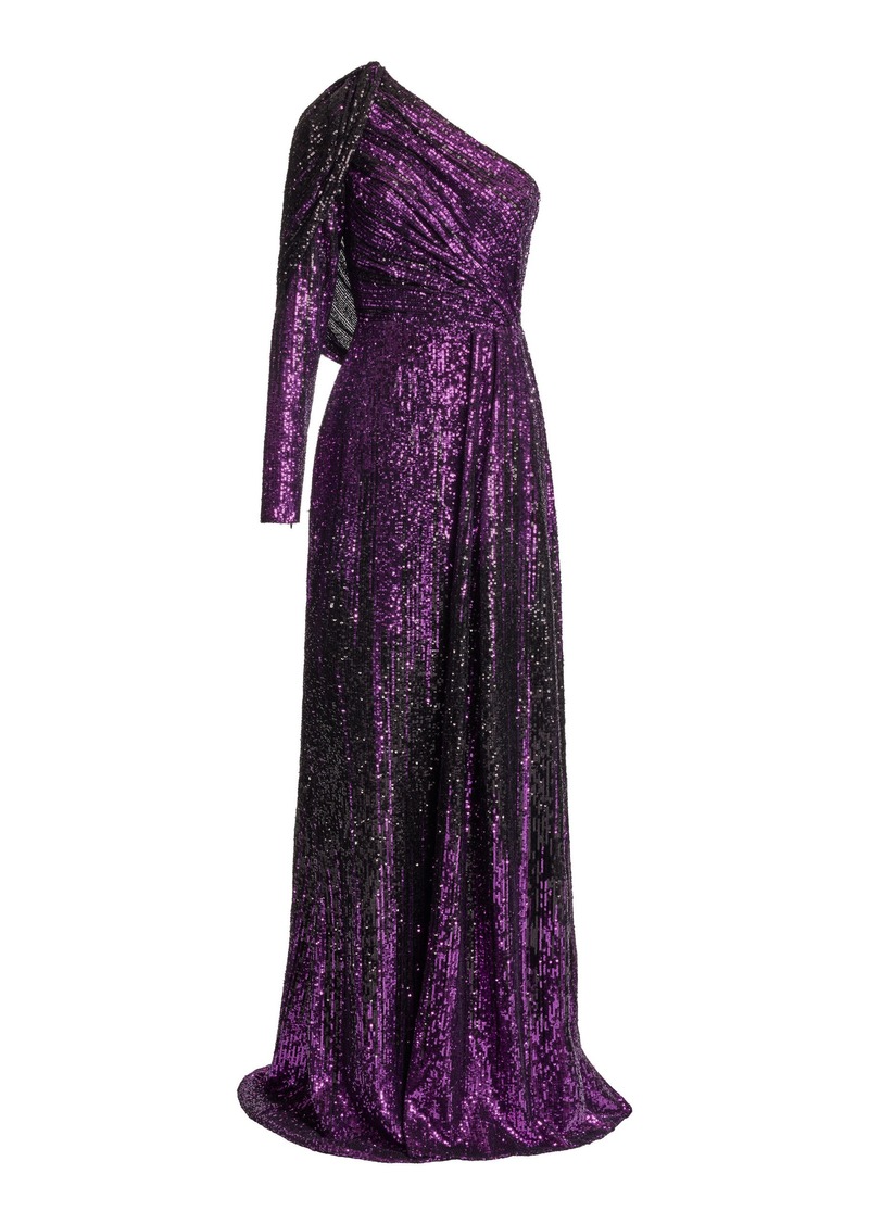 Elie Saab - Sequined One-Shoulder Maxi Dress - Purple - FR 40 - Moda Operandi