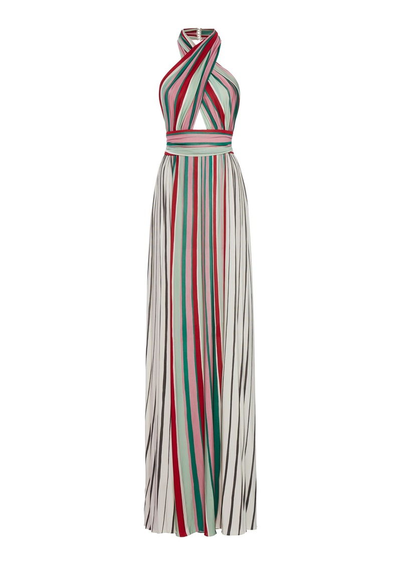 Elie Saab - Striped Jersey Maxi Dress - Multi - FR 38 - Moda Operandi