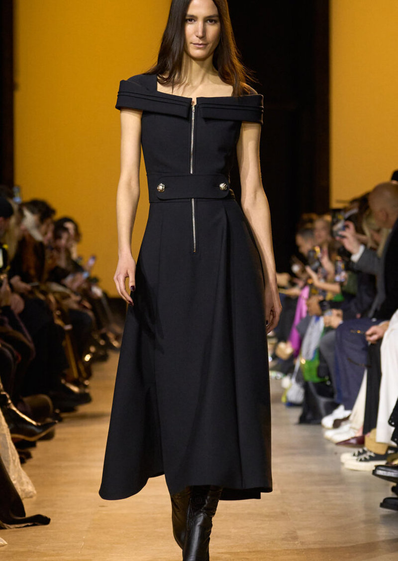 Elie Saab - Structured Crepe A-Line Midi Dress - Black - FR 38 - Moda Operandi