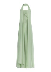 Elie Saab - Tie-Neck Silk Gown - Turquoise - FR 38 - Moda Operandi