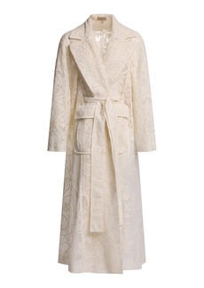 Elie Saab - Tulle Embroidered Wrap Coat - White - M - Moda Operandi