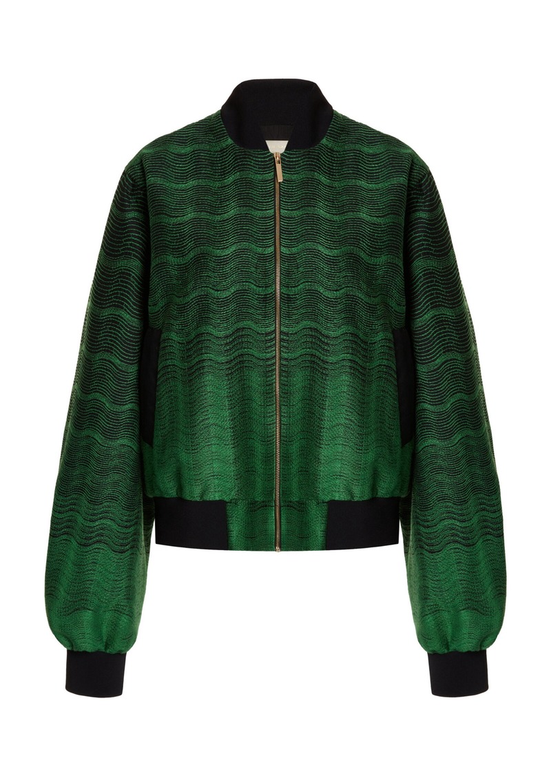 Elie Saab - Two-Tone Cropped Jacket - Green - S - Moda Operandi