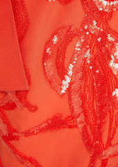 Elie Saab - Wrap-effect sequin-embellished tulle mini dress - Orange - FR 38