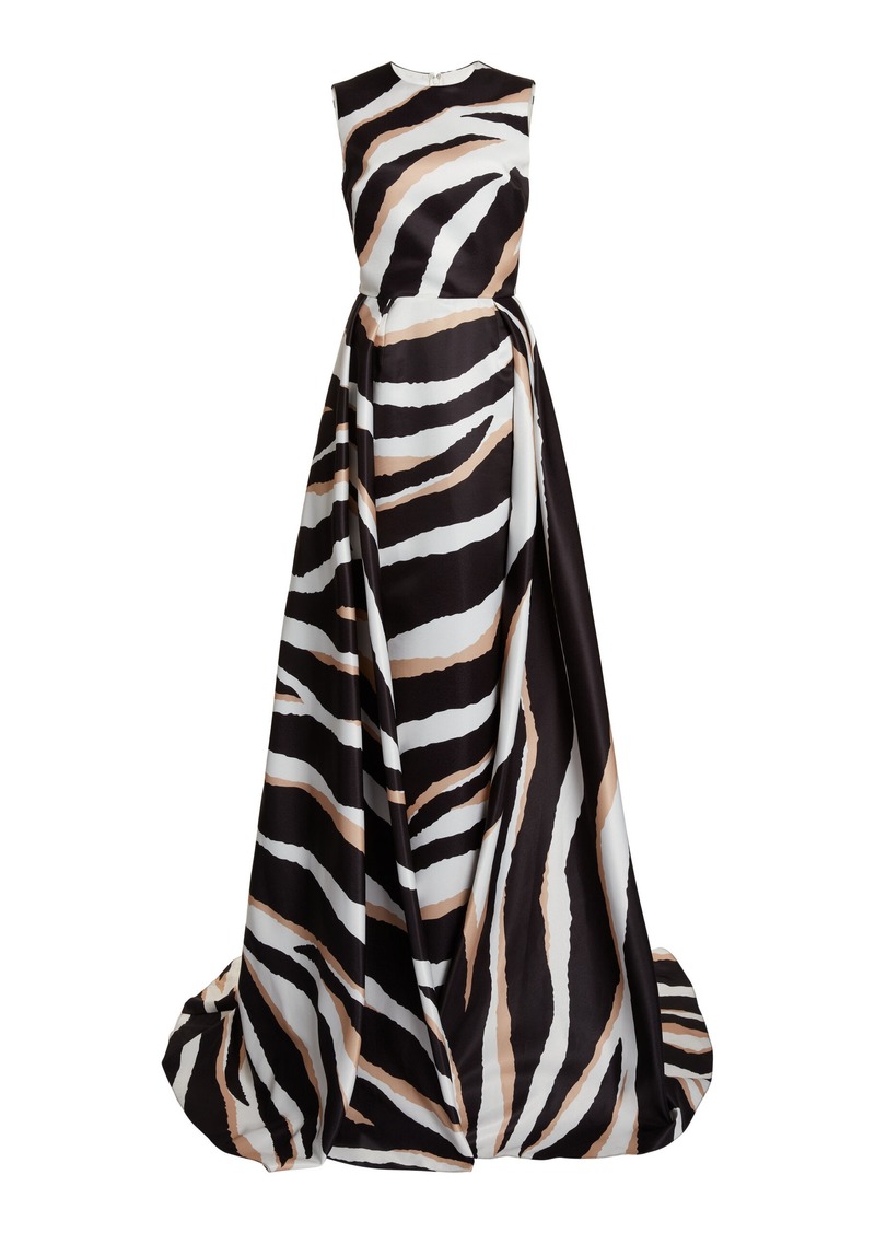 Elie Saab - Zebra Print A-line Maxi Dress - Black/white - FR 36 - Moda Operandi