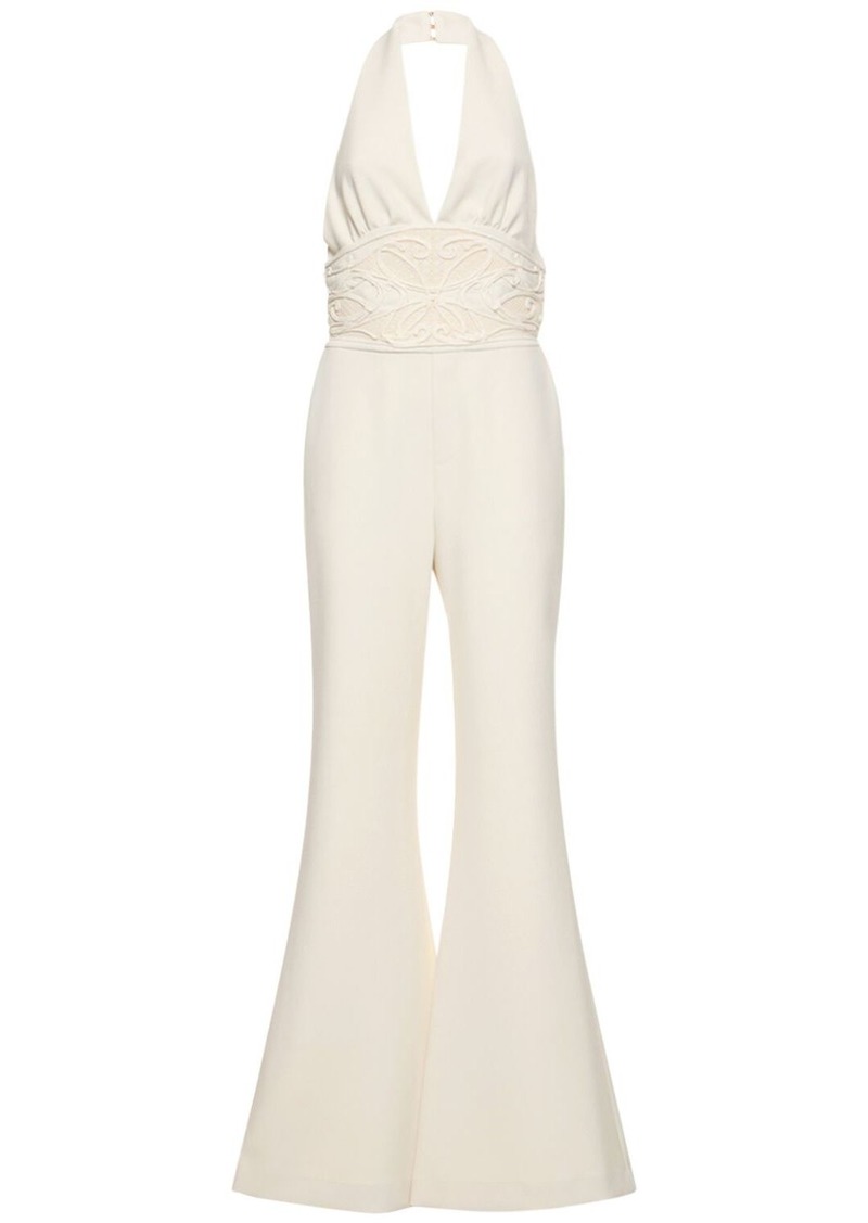 Elie Saab Embroidered Cady Jumpsuit