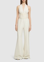 Elie Saab Embroidered Cady Jumpsuit