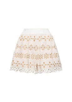 Elie Saab Embroidered Cotton & Silk Blend Shorts