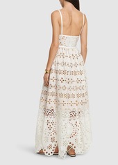 Elie Saab Embroidered Cotton & Silk Long Dress