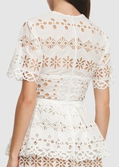 Elie Saab Embroidered Cotton Blend Top