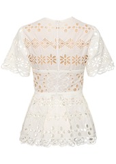 Elie Saab Embroidered Cotton Blend Top