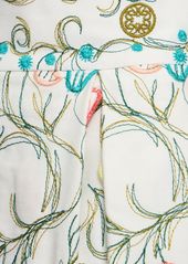Elie Saab Embroidered Cotton Midi Skirt