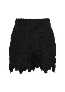 Elie Saab Embroidered Tulle High Rise Shorts