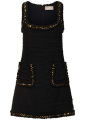 Elie Saab Embroidered Tweed Short Dress