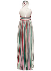 Elie Saab Printed Jersey Long Halter Dress
