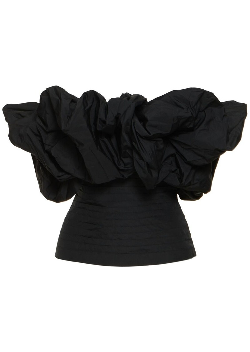 Elie Saab Taffeta Off-shoulder Puff Sleeve Top