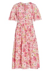 Elie Tahari 50" French Countryside Silk Floral Midi-Dress