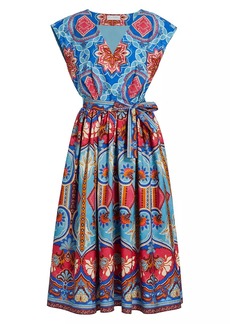 Elie Tahari Adeline Tapestry Floral Cotton Midi-Dress